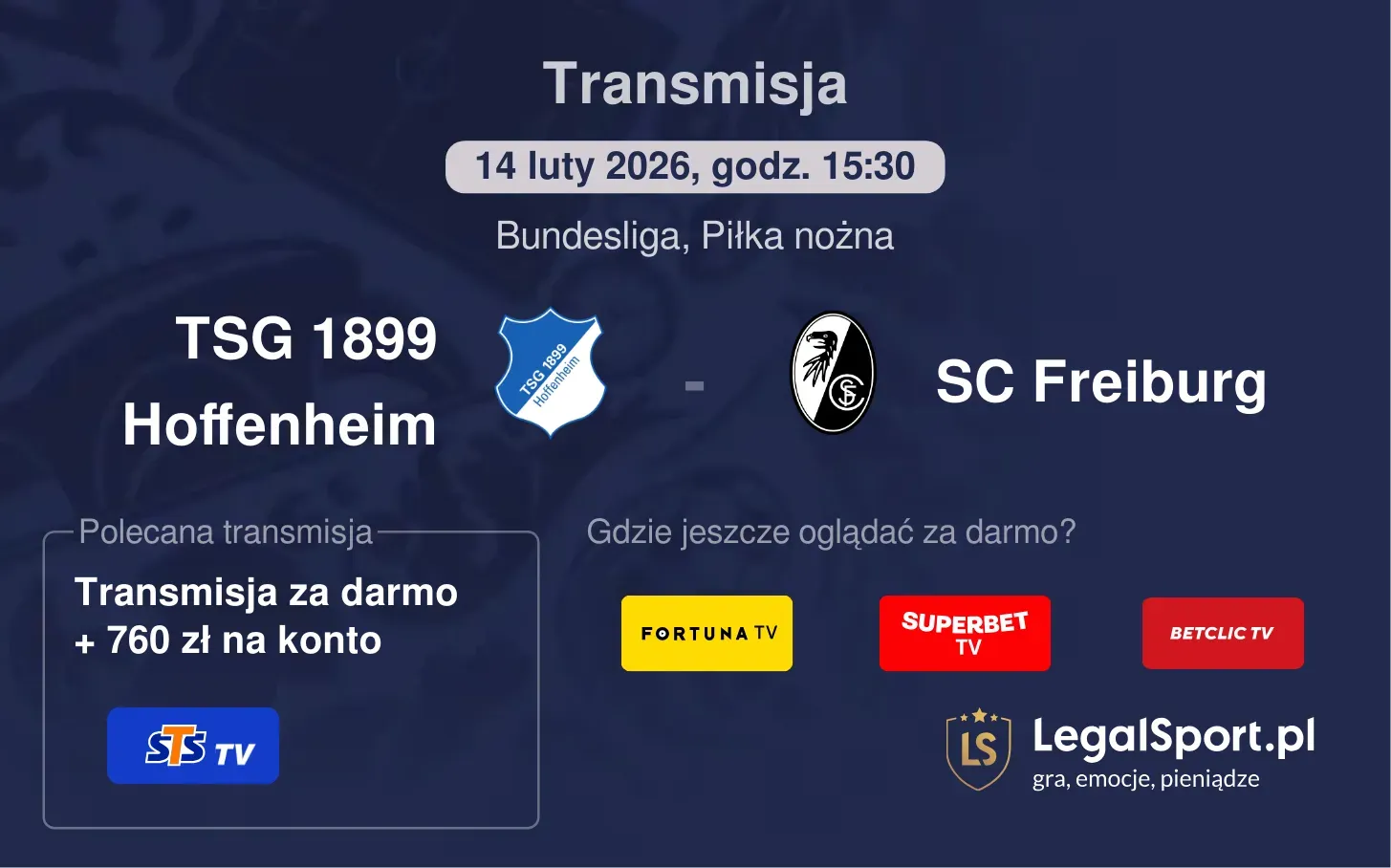 TSG 1899 Hoffenheim - SC Freiburg Transmisje