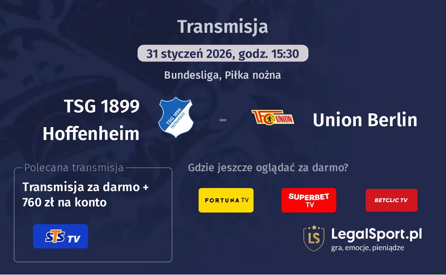TSG 1899 Hoffenheim - Union Berlin Transmisje