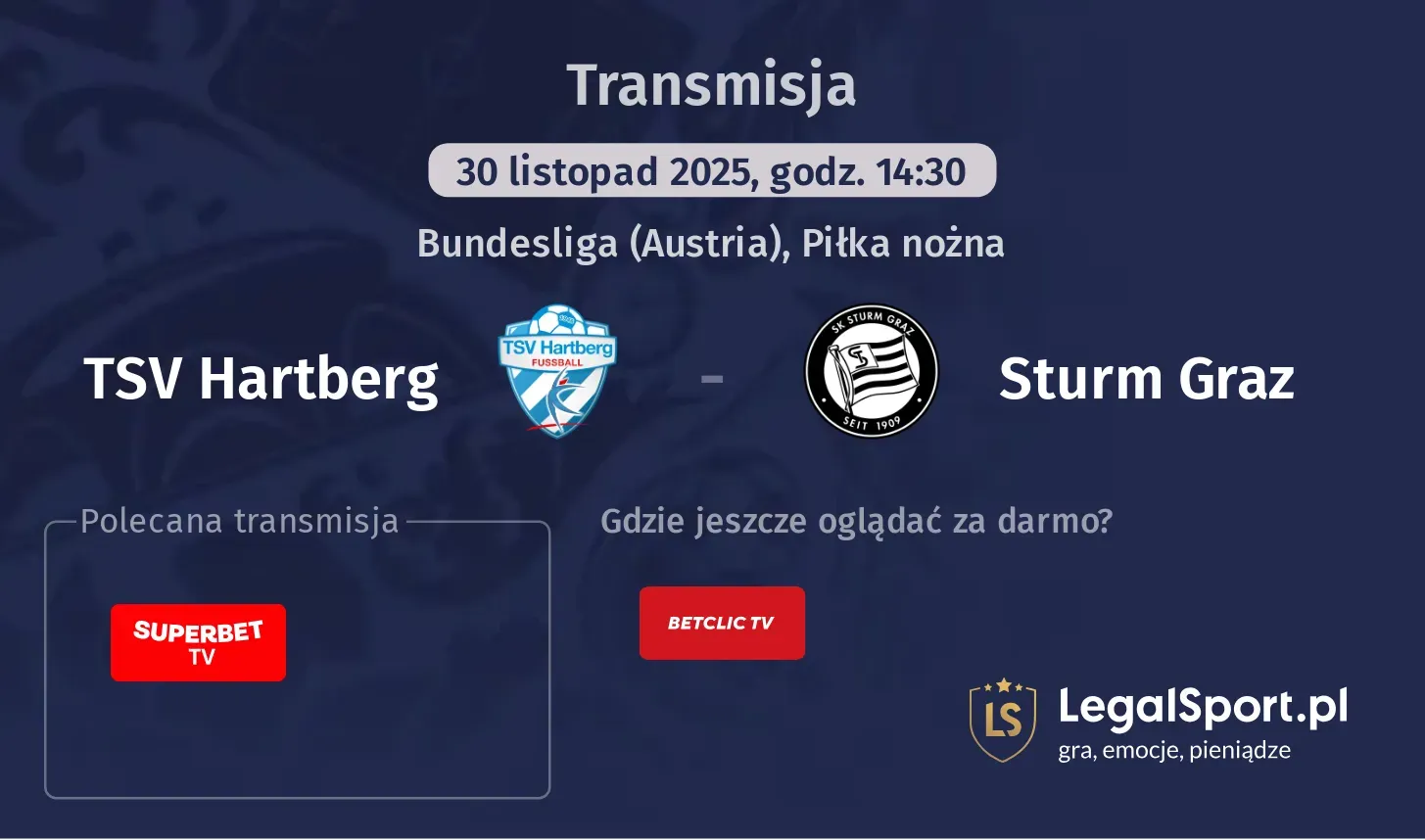 TSV Hartberg - Sturm Graz Transmisje