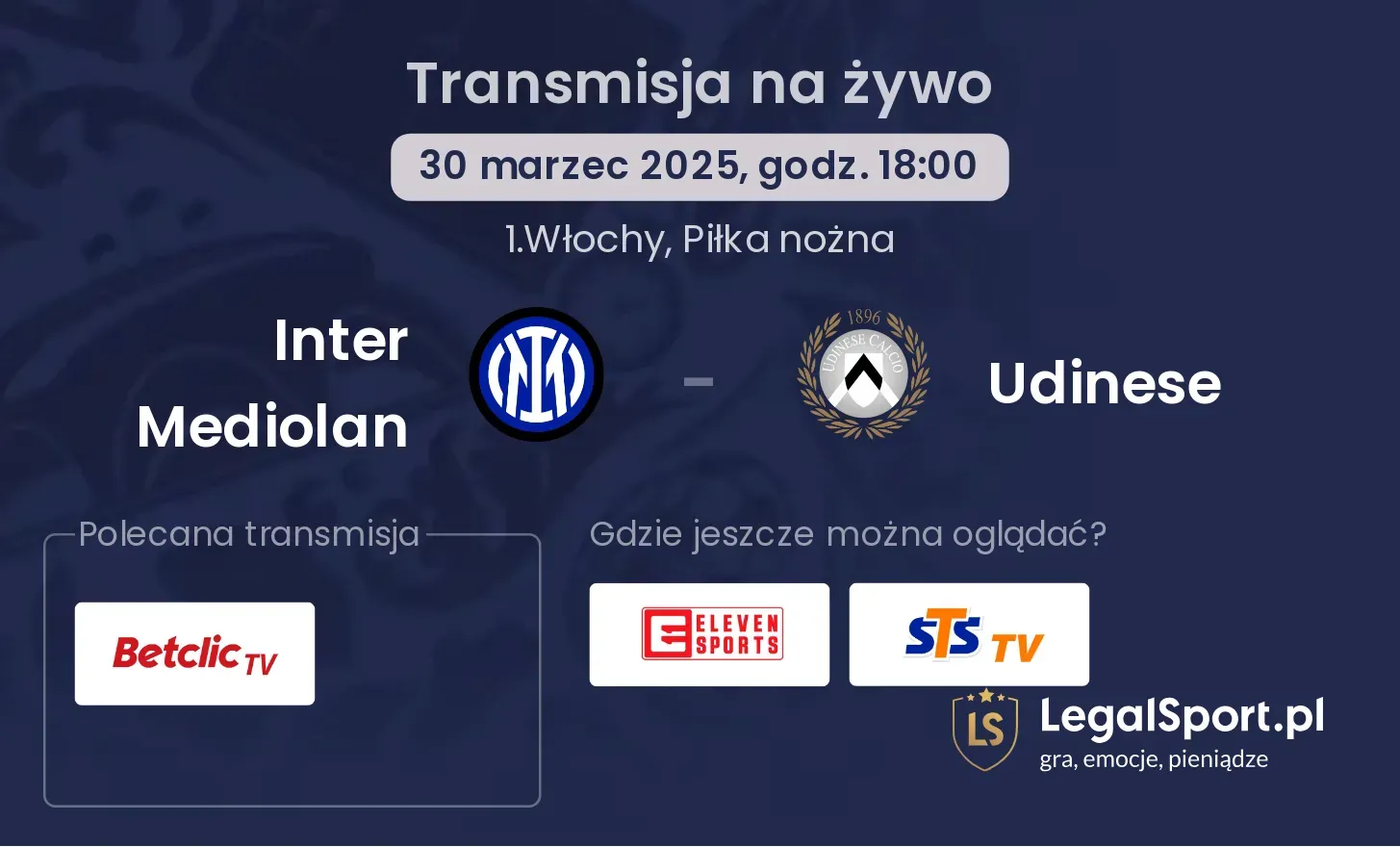 Inter Mediolan - Udinese gdzie oglądać?