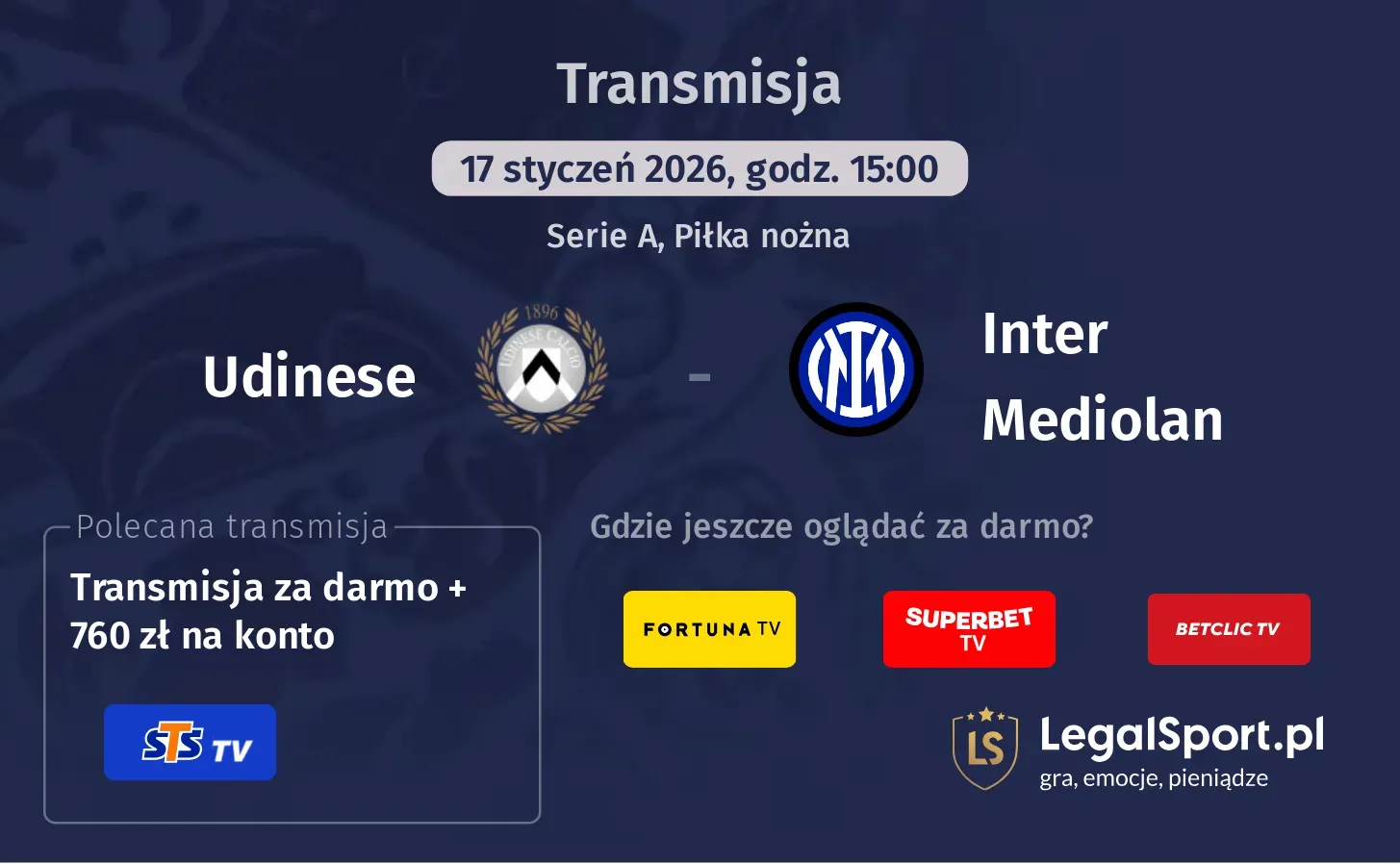 Udinese - Inter Mediolan Transmisje