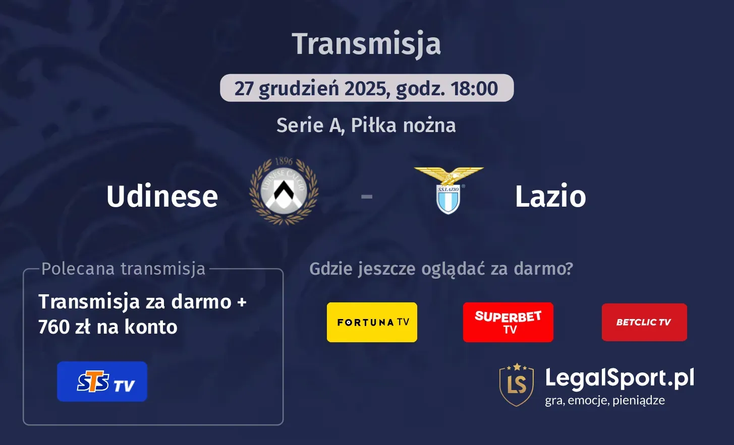 Udinese - Lazio Transmisje