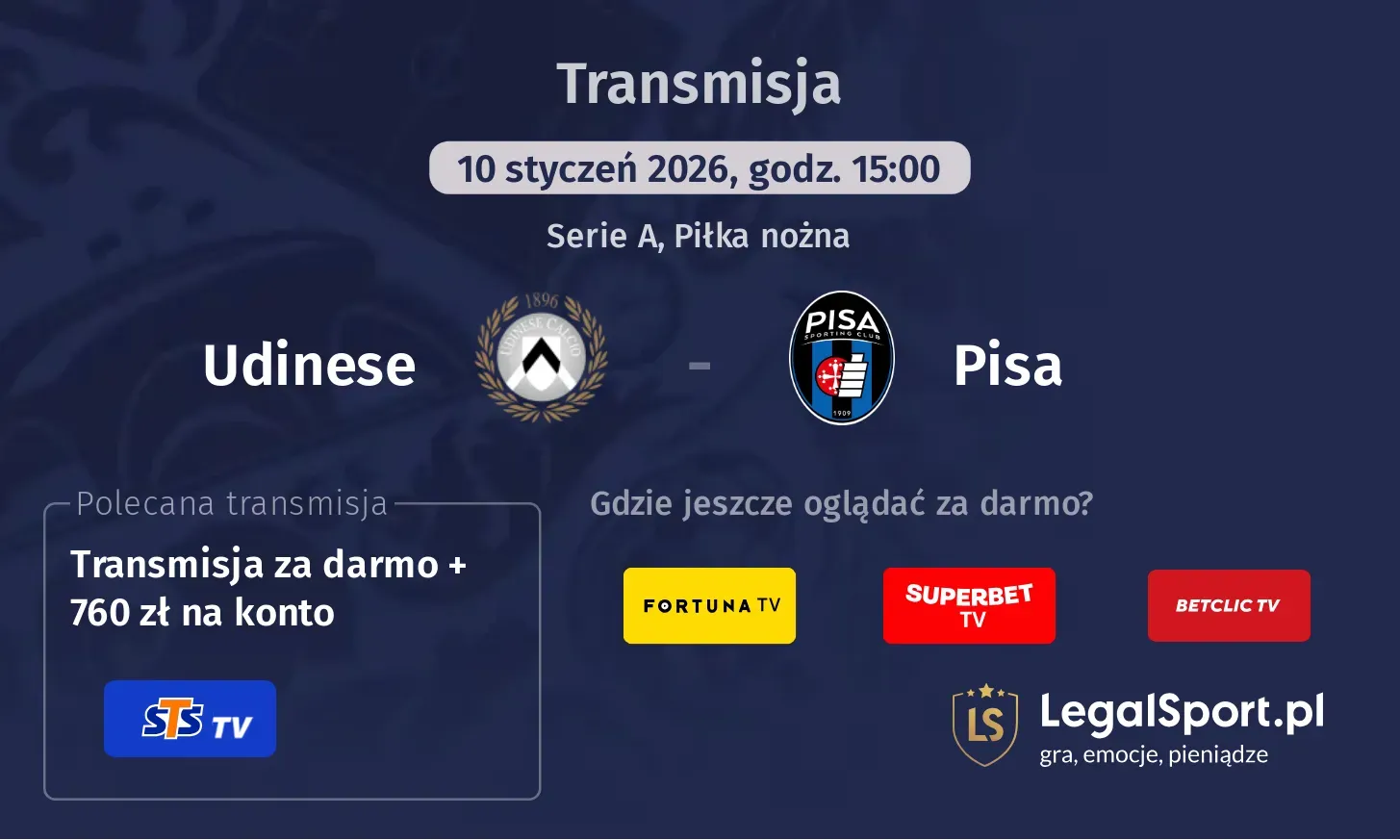 Udinese - Pisa Transmisje