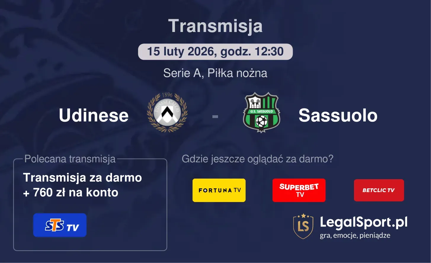 Udinese - Sassuolo Transmisje