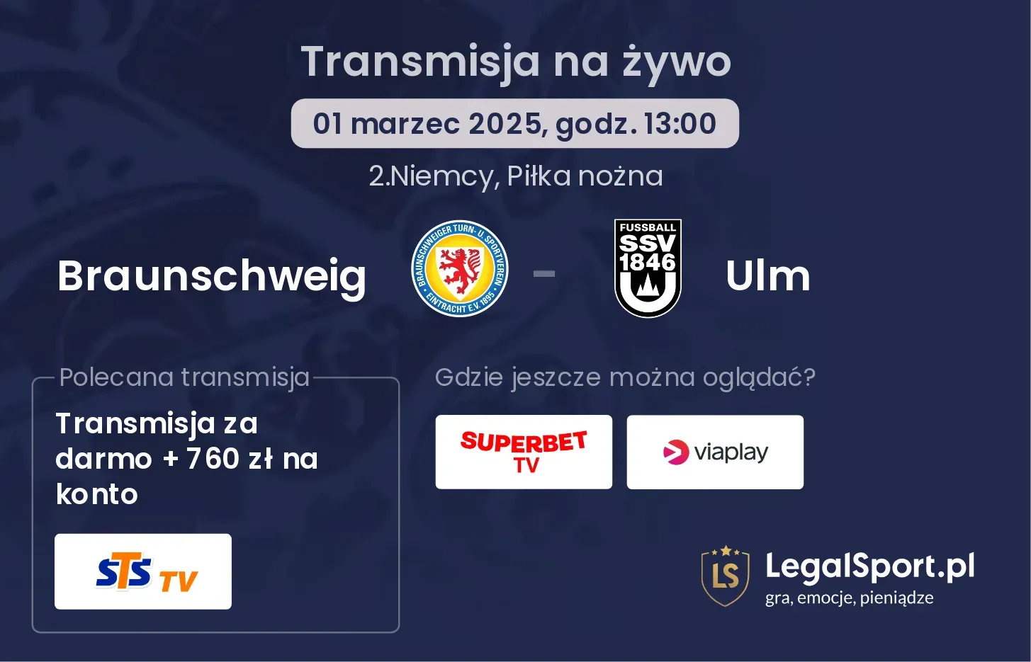 Braunschweig - Ulm gdzie oglądać?