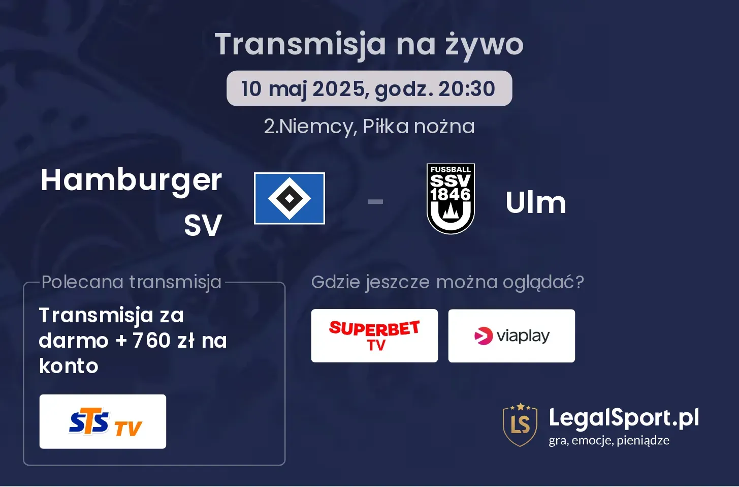Hamburger SV - Ulm gdzie oglądać?