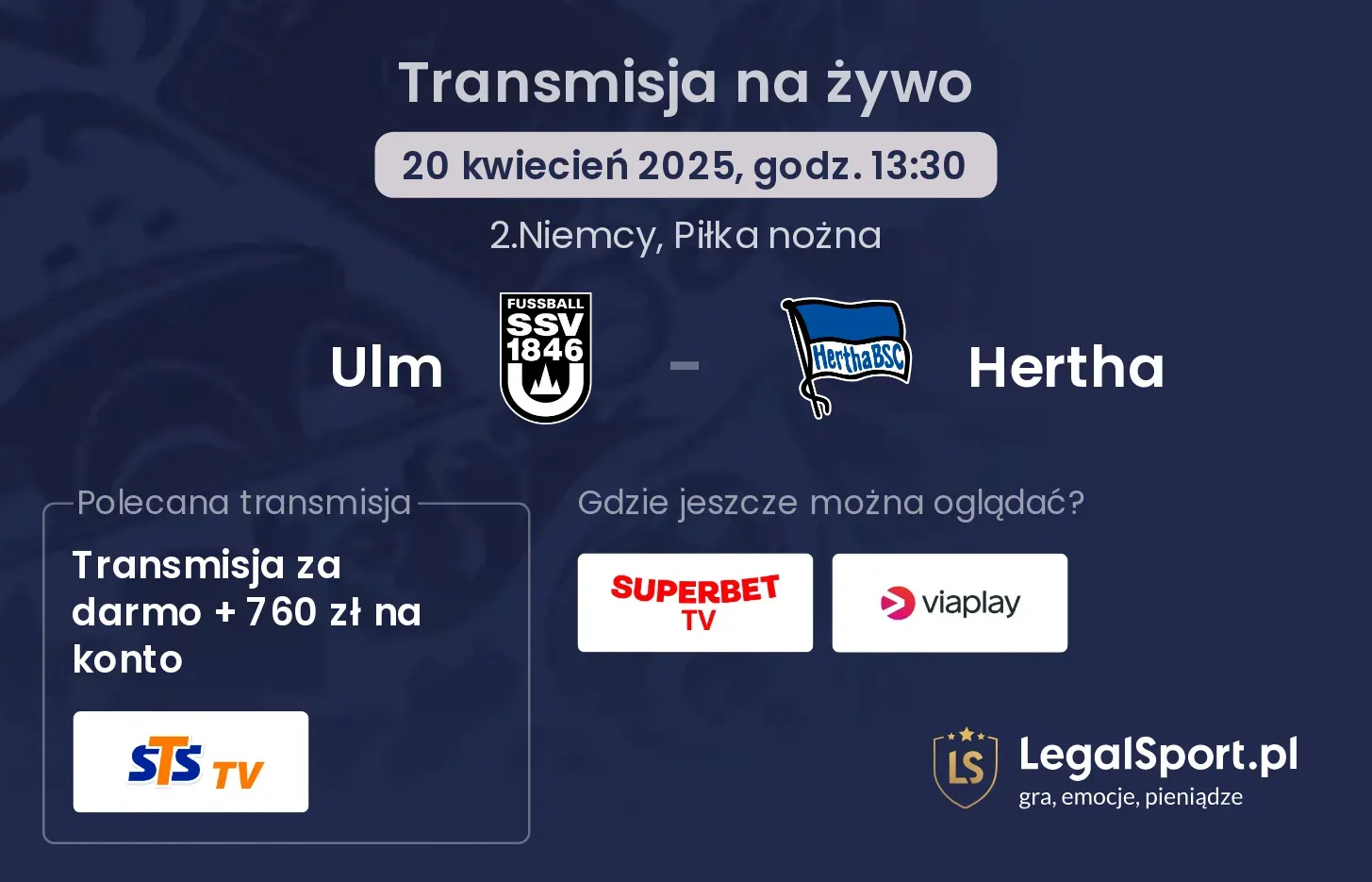 Ulm - Hertha gdzie oglądać?