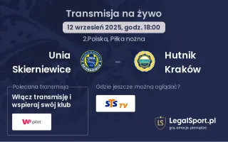 Unia Skierniewice - Hutnik Kraków gdzie oglądać?