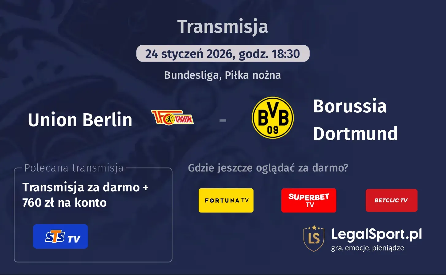 Union Berlin - Borussia Dortmund Transmisje