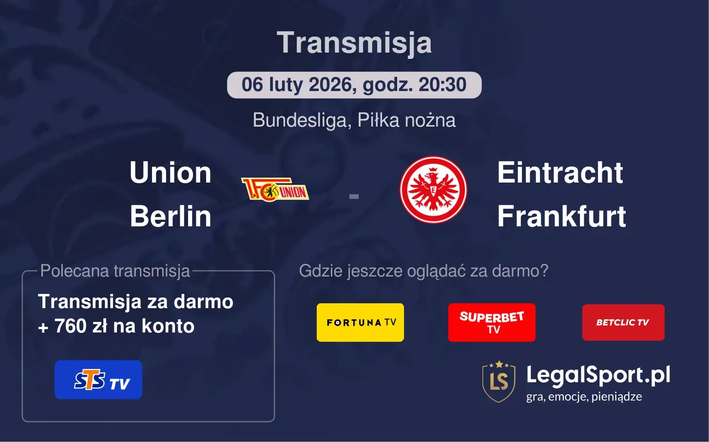 Union Berlin - Eintracht Frankfurt Transmisje