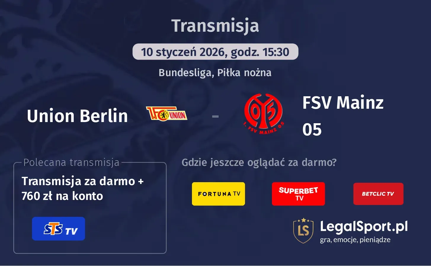 Union Berlin - FSV Mainz 05 Transmisje
