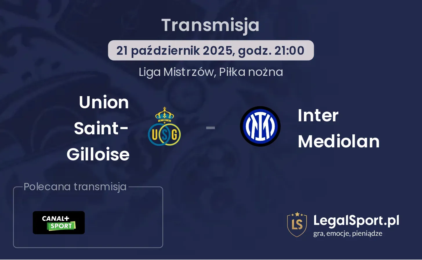 Union Saint-Gilloise - Inter Mediolan Transmisje