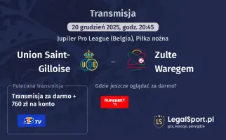 Union Saint-Gilloise - Zulte Waregem gdzie oglądać? (20.12)