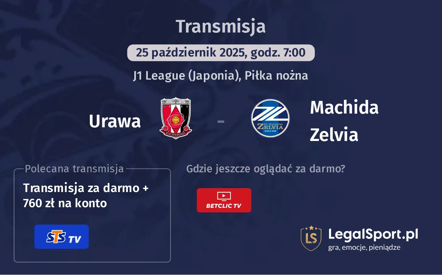 Urawa - Machida Zelvia Transmisje