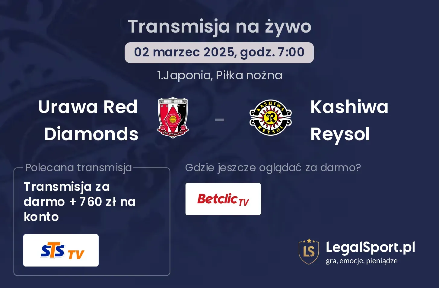Urawa Red Diamonds - Kashiwa Reysol gdzie oglądać transmisję?