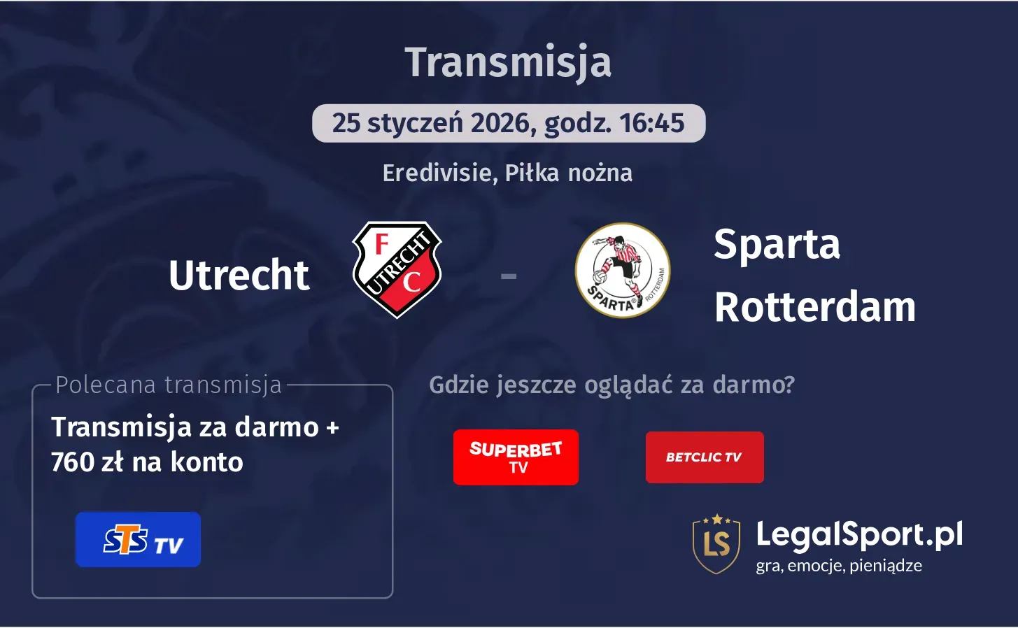 Utrecht - Sparta Rotterdam Transmisje