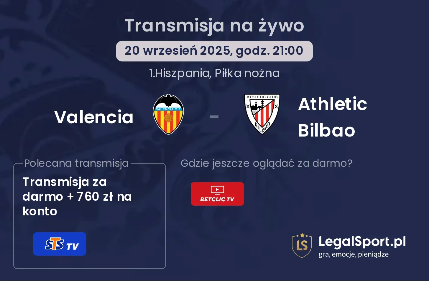 Valencia - Athletic Bilbao transmisja na żywo