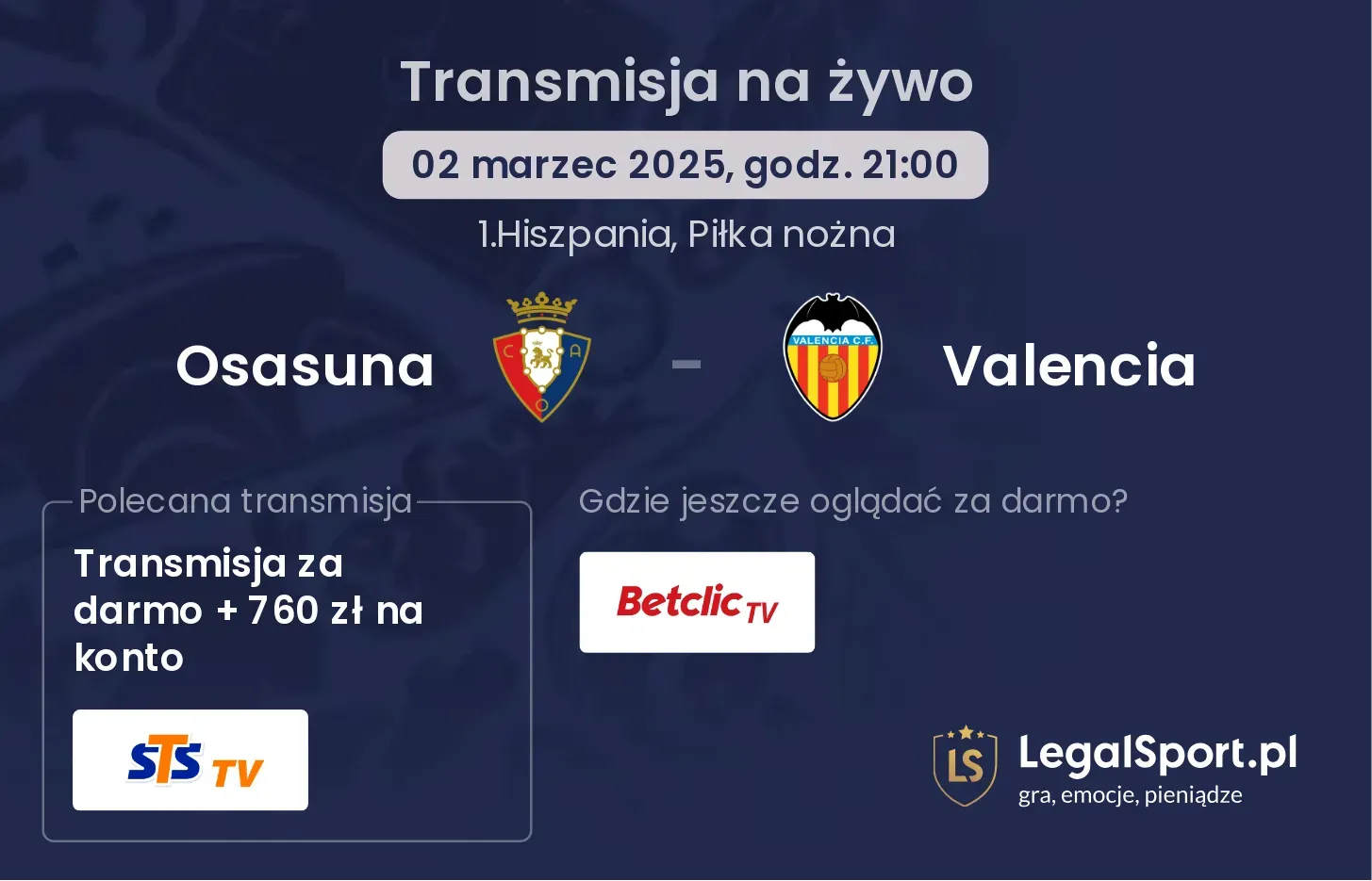 Osasuna - Valencia gdzie oglądać transmisję?