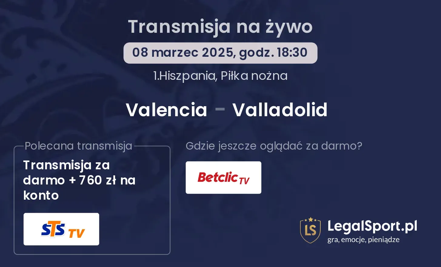 Valencia - Valladolid gdzie oglądać?