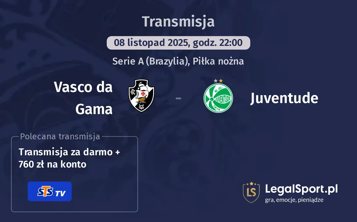 Vasco da Gama - Juventude Transmisje