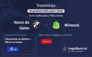 Vasco da Gama - Mirassol gdzie oglądać? (02.12)
