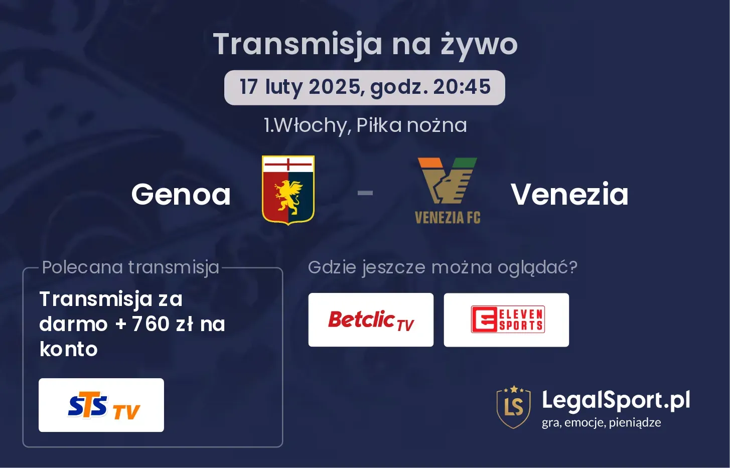 Genoa - Venezia gdzie oglądać?