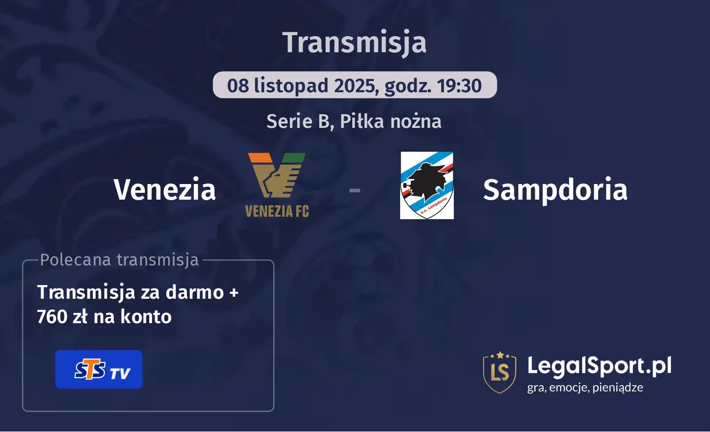 Venezia - Sampdoria Transmisje