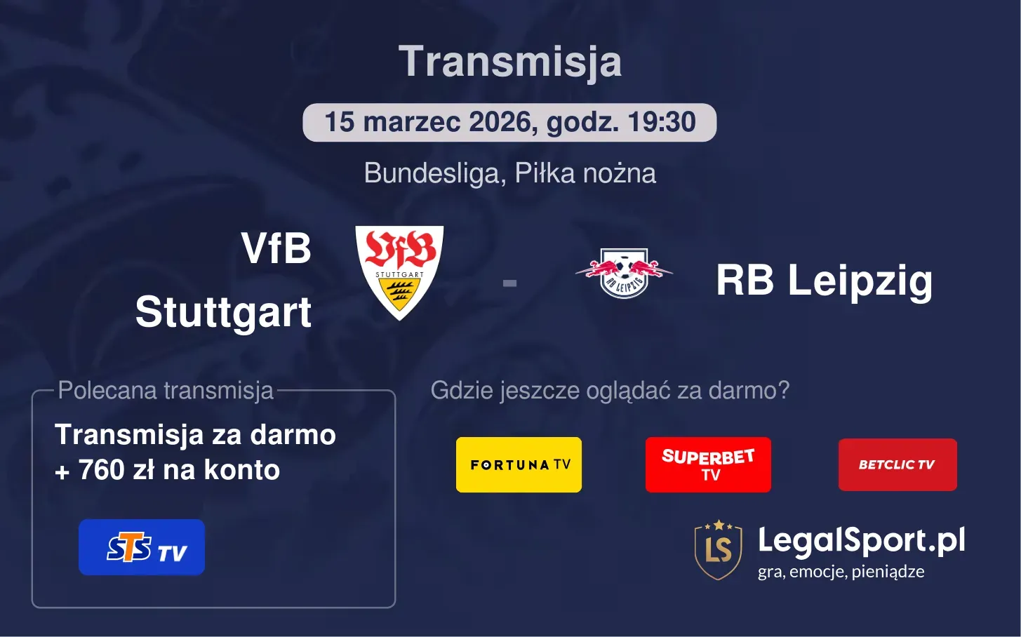 VfB Stuttgart - RB Leipzig Transmisje