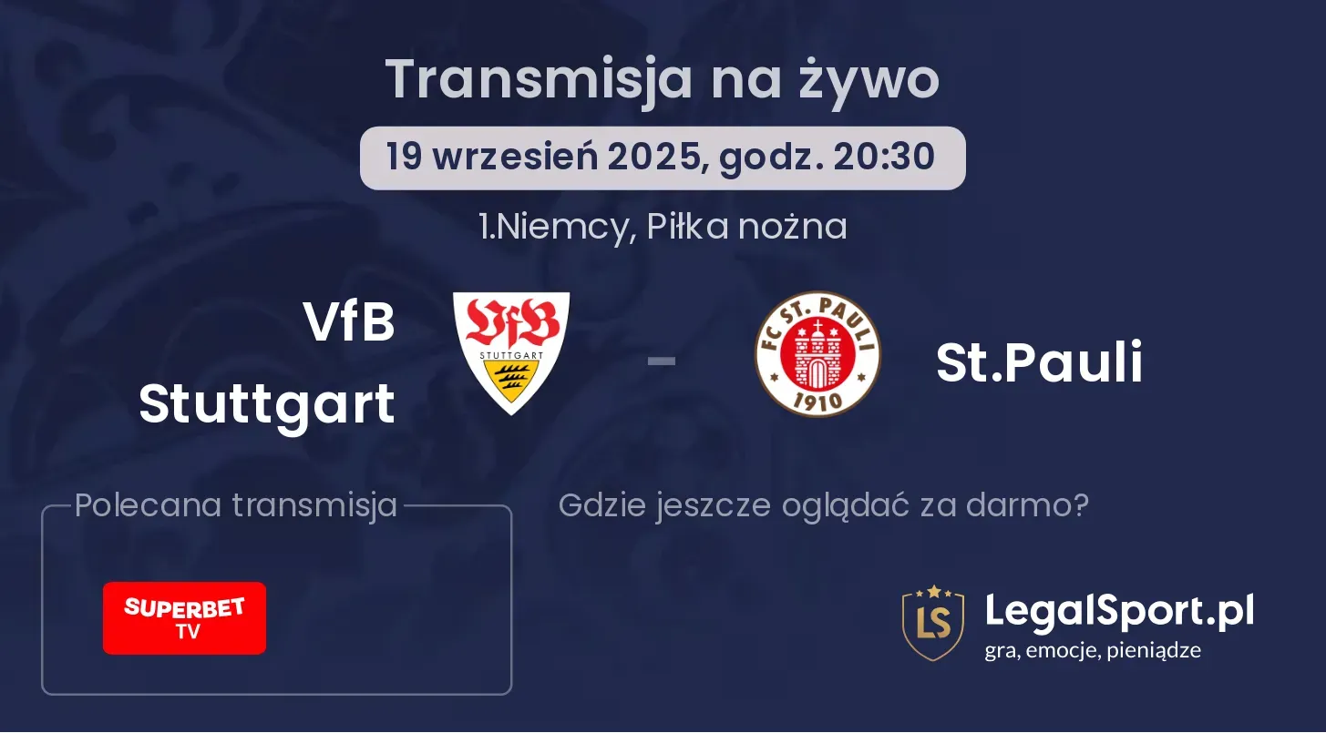 VfB Stuttgart - St.Pauli transmisja na żywo
