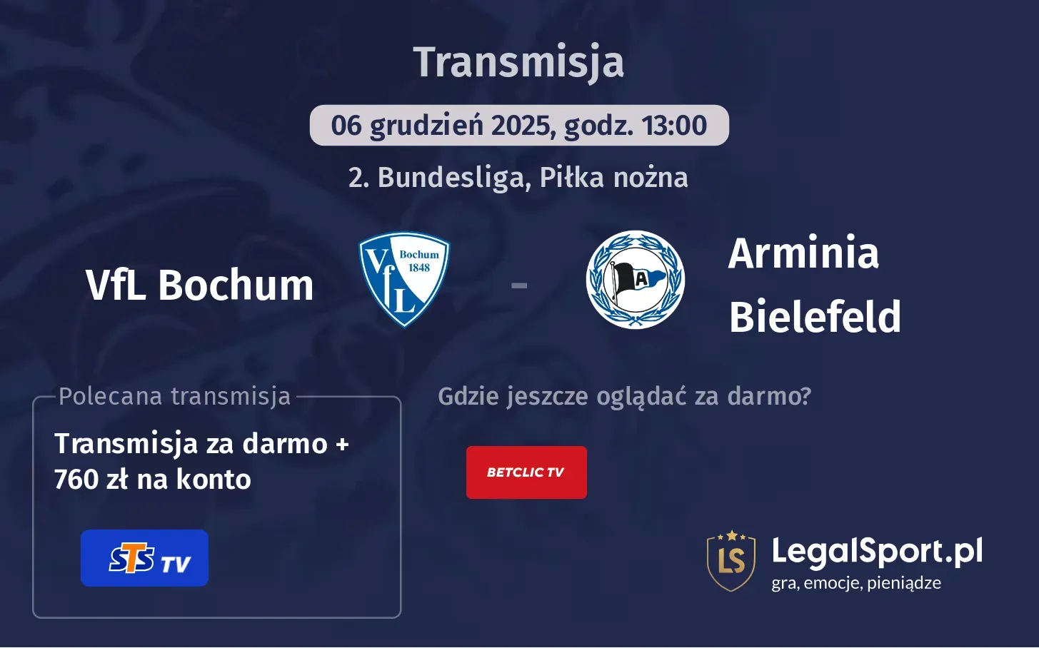 VfL Bochum - Arminia Bielefeld Transmisje