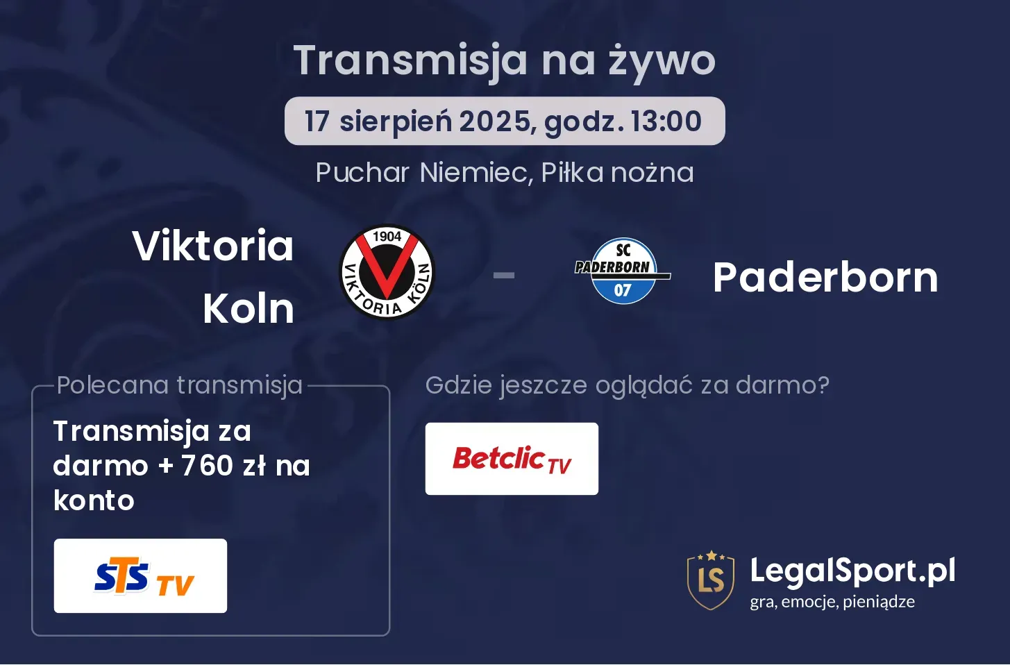 Viktoria Koln - Paderborn transmisja na żywo