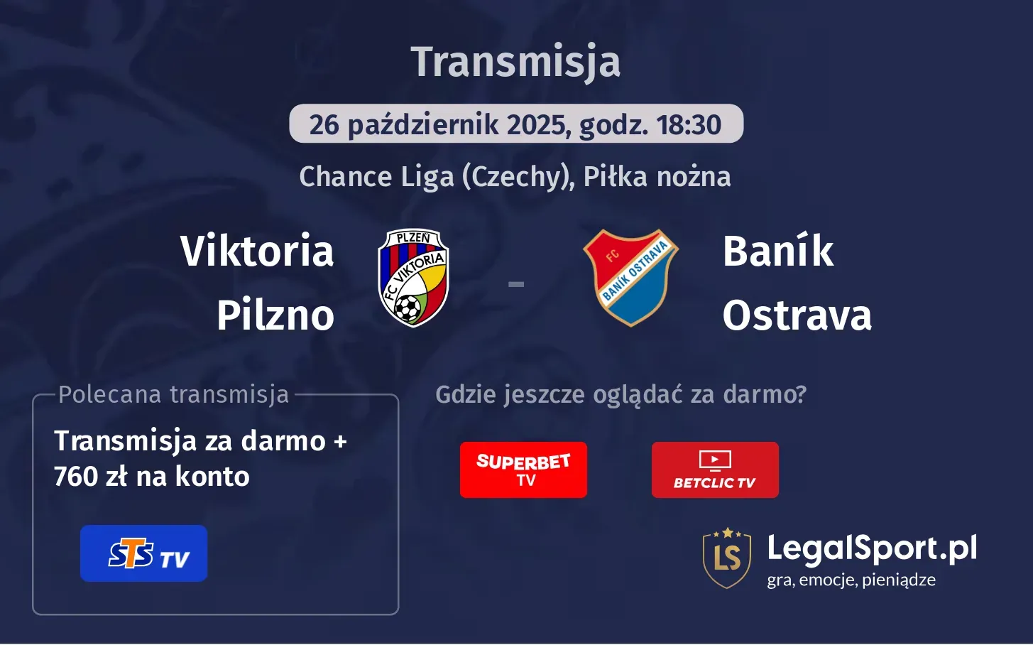 Viktoria Pilzno - Baník Ostrava gdzie oglądać?