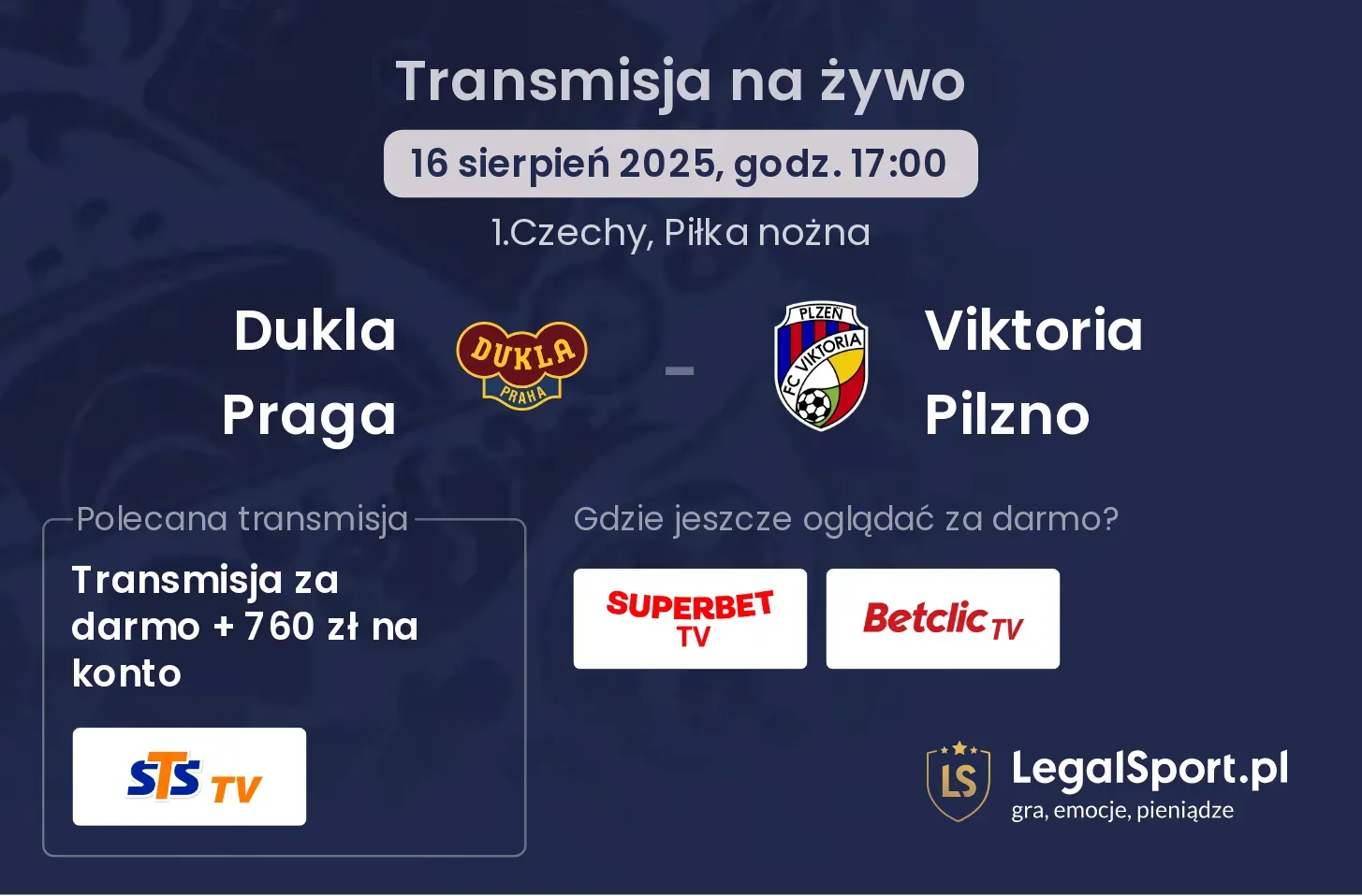 Viktoria Pilzno - Dukla Praga gdzie oglądać?