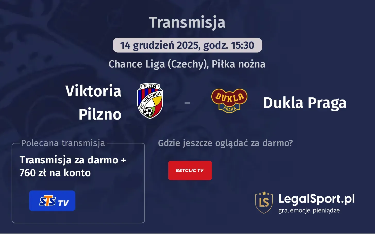 Viktoria Pilzno - Dukla Praga Transmisje