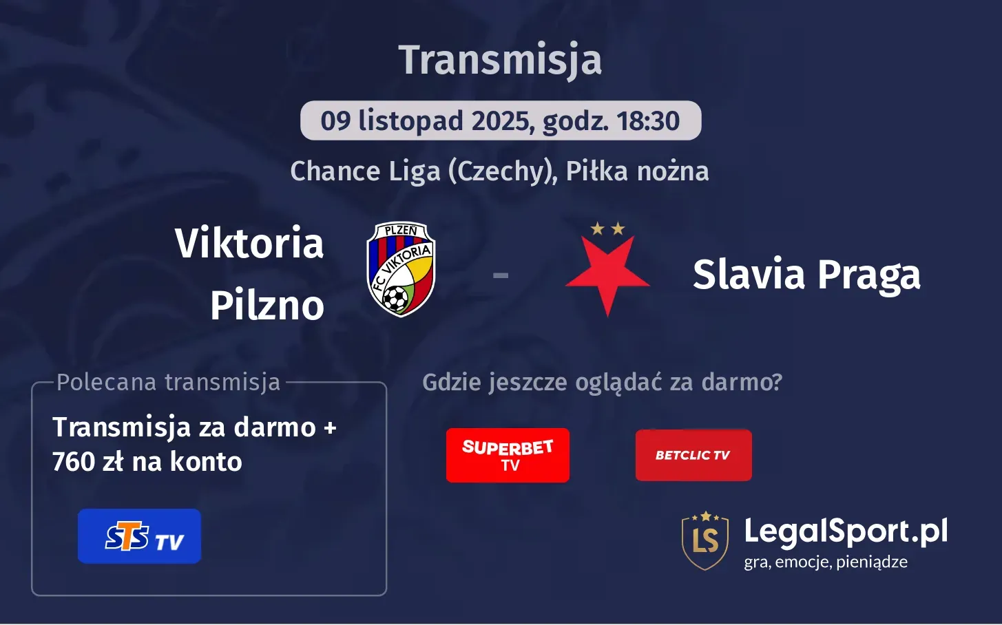 Viktoria Pilzno - Slavia Praga Transmisje