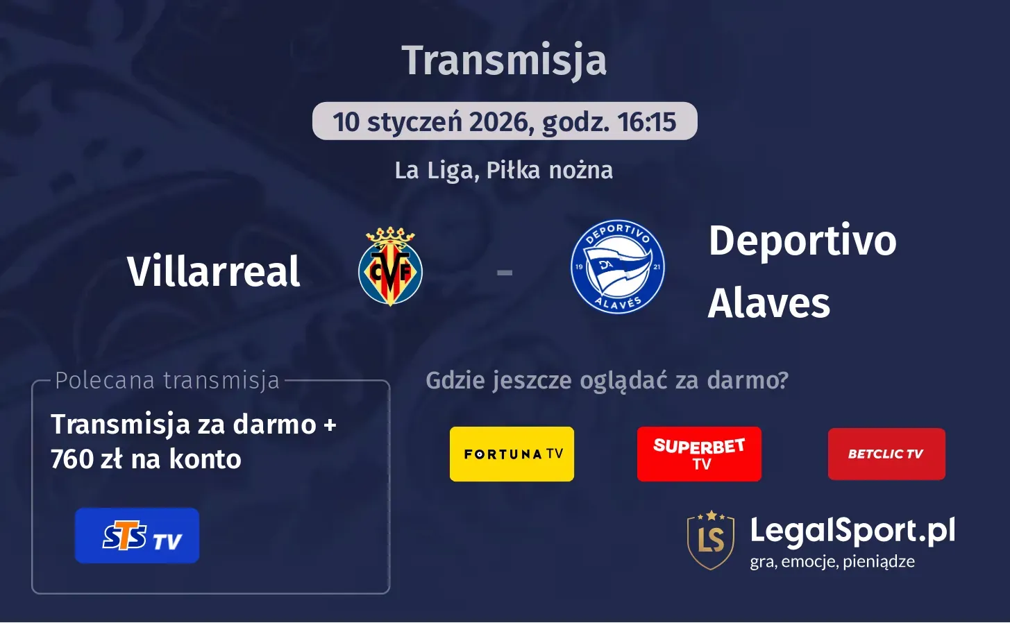 Villarreal - Deportivo Alaves Transmisje