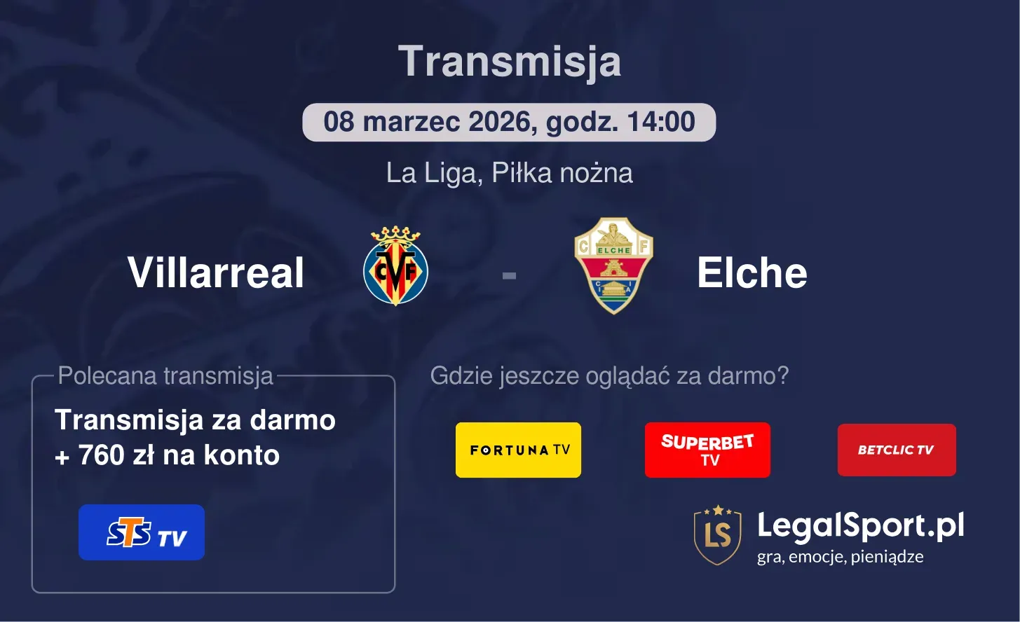 Villarreal - Elche Transmisje