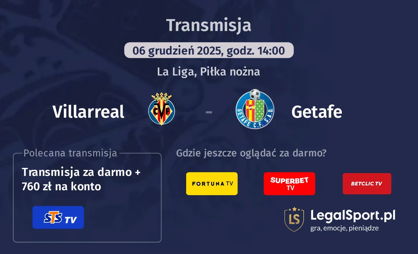 Villarreal - Getafe Transmisje