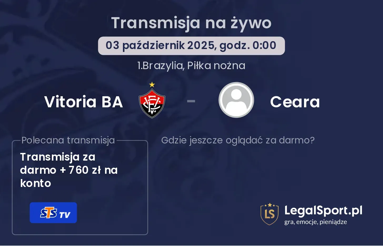 Vitoria BA - Ceara gdzie oglądać?