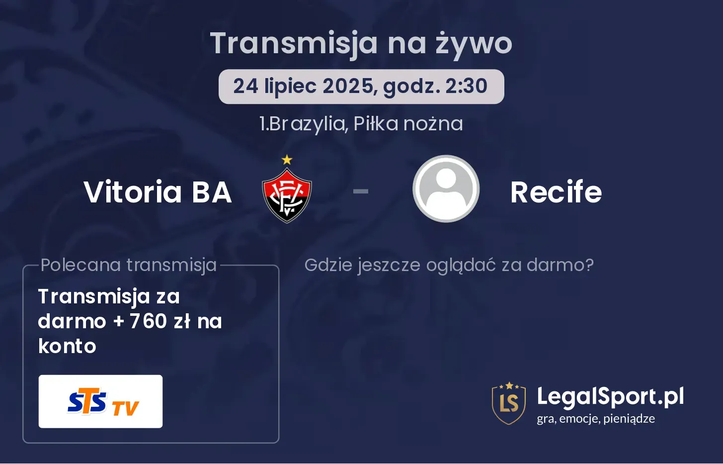 Vitoria BA - Recife gdzie oglądać?