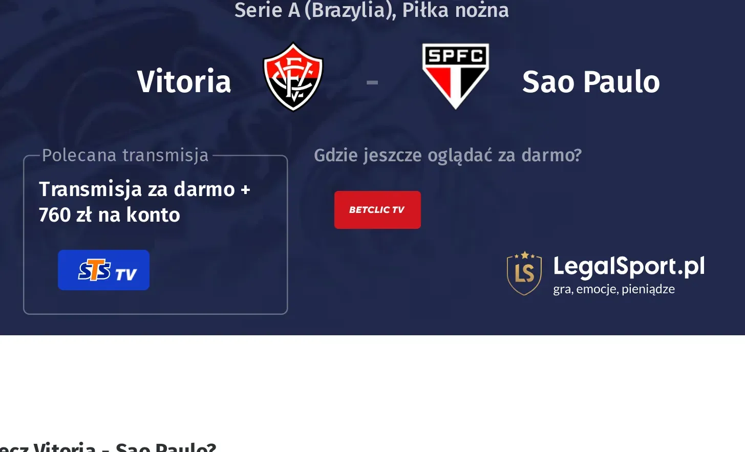 Vitoria - Sao Paulo Transmisje