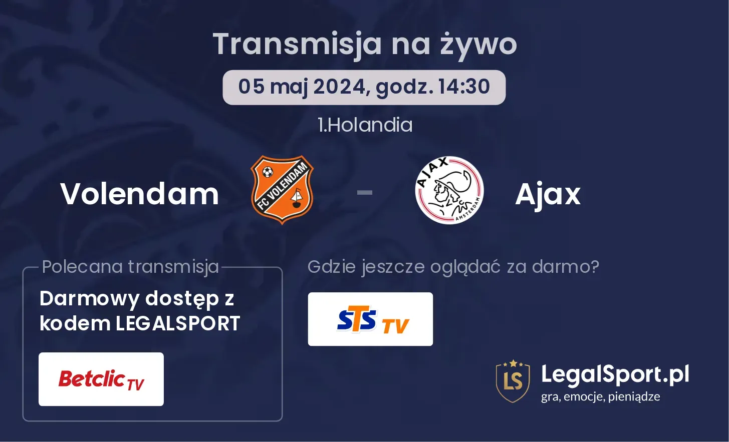 Volendam - Ajax transmisja na żywo