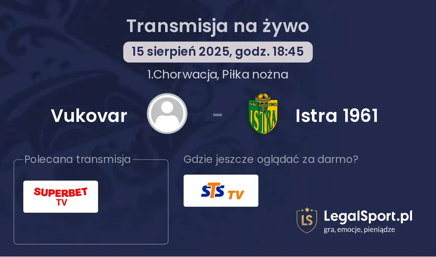 Vukovar - Istra 1961 transmisja na żywo