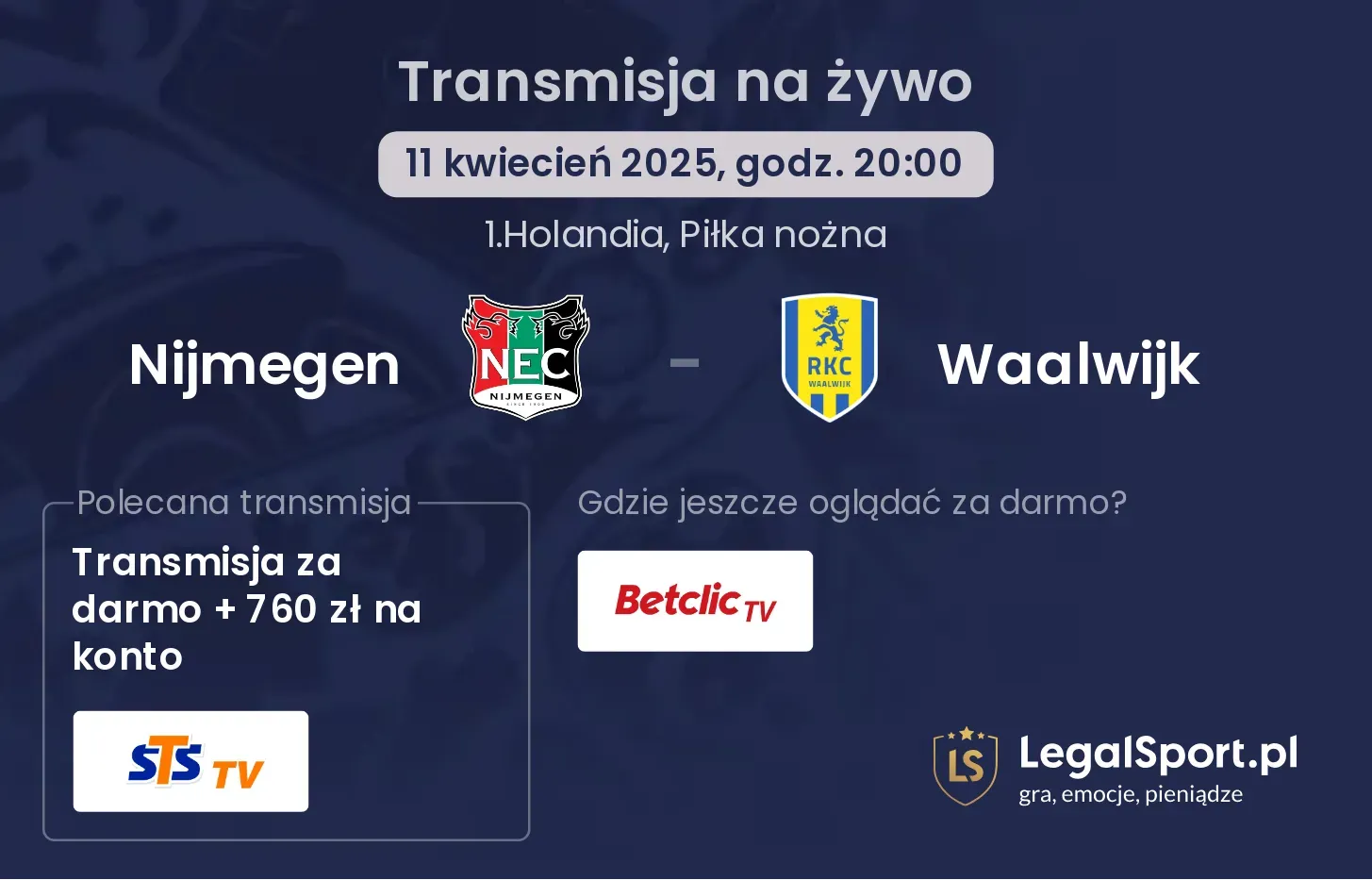 Nijmegen - Waalwijk gdzie oglądać?