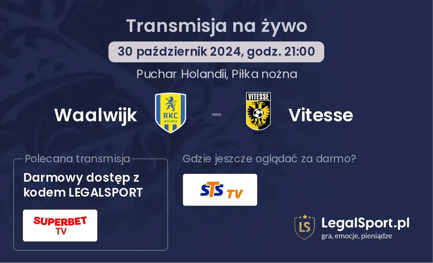 Waalwijk - Vitesse gdzie oglądać? 30.10, godz. 21:00
