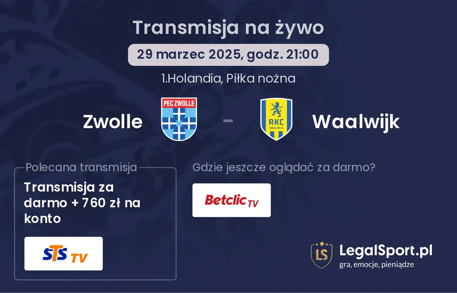 Zwolle - Waalwijk gdzie oglądać?