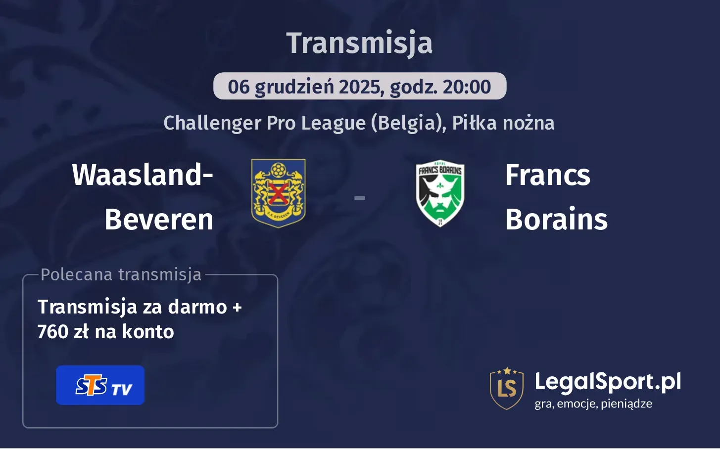 Waasland-Beveren - Francs Borains Transmisje