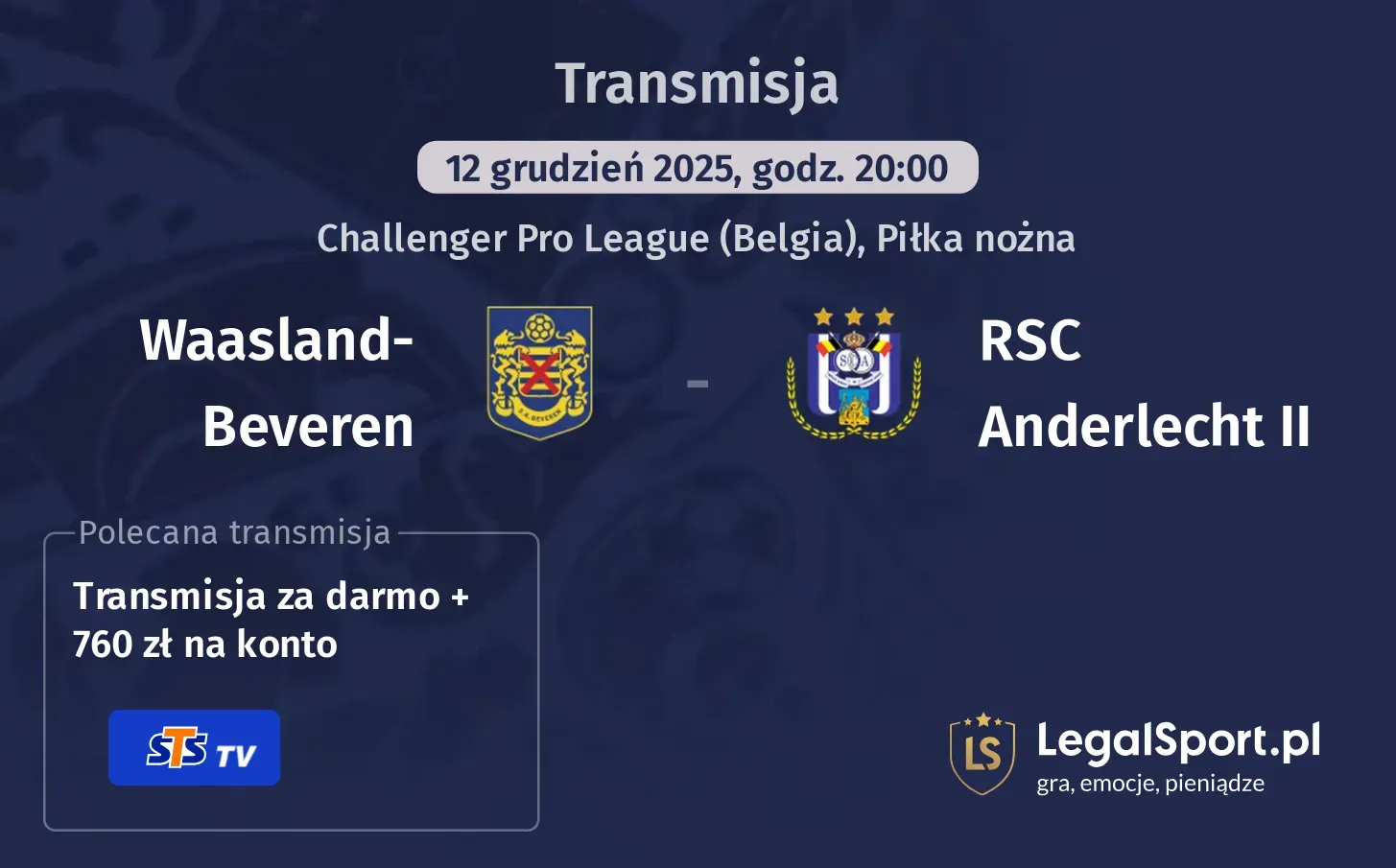 Waasland-Beveren - RSC Anderlecht II Transmisje