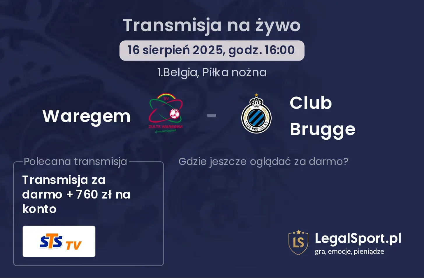 Waregem - Club Brugge gdzie oglądać?