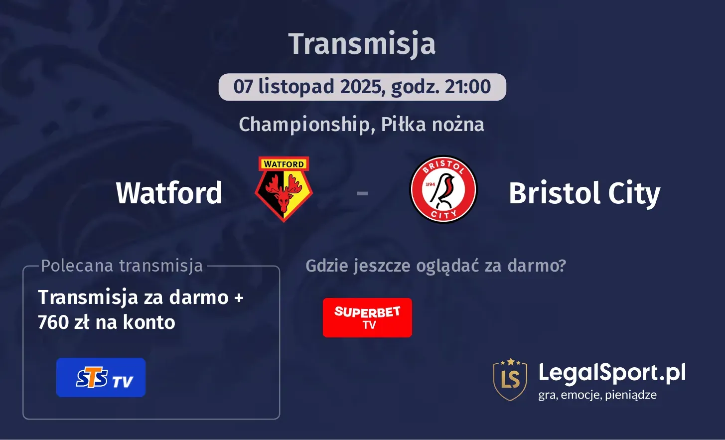 Watford - Bristol City Transmisje